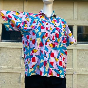 Unionbay Pattern Button Shirt 80s Geometric